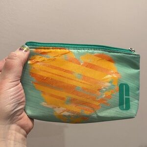 Clinique Teal Pouch with Orange Heart